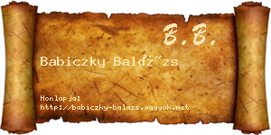 Babiczky Balázs névjegykártya